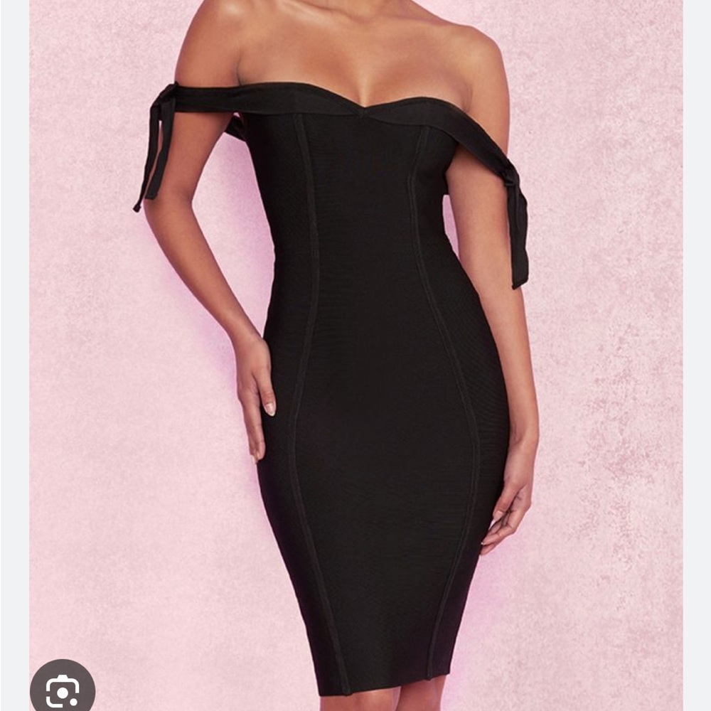 HOUSE OF CB SOLAINE BLACK BANDAGE DRESS